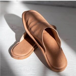 Tan Leather Slip-On Mules